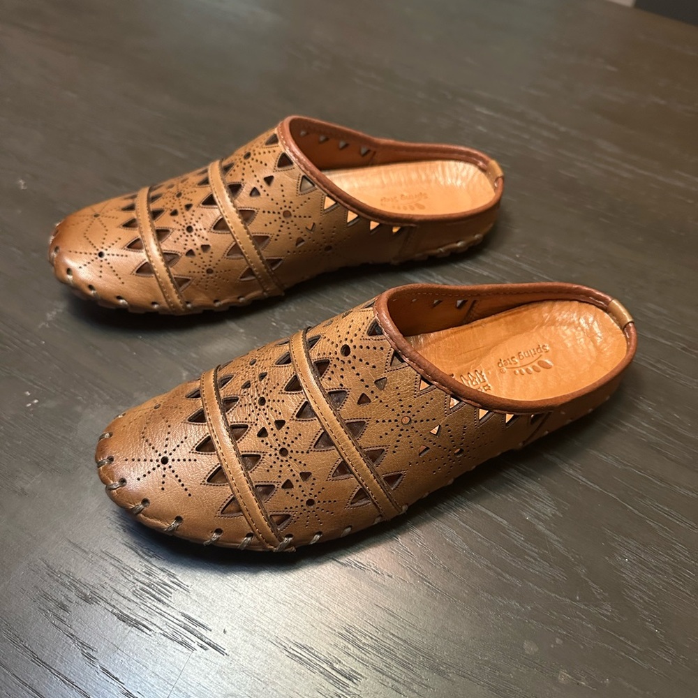 Spring Step Tan Leather Slip-On Shoes